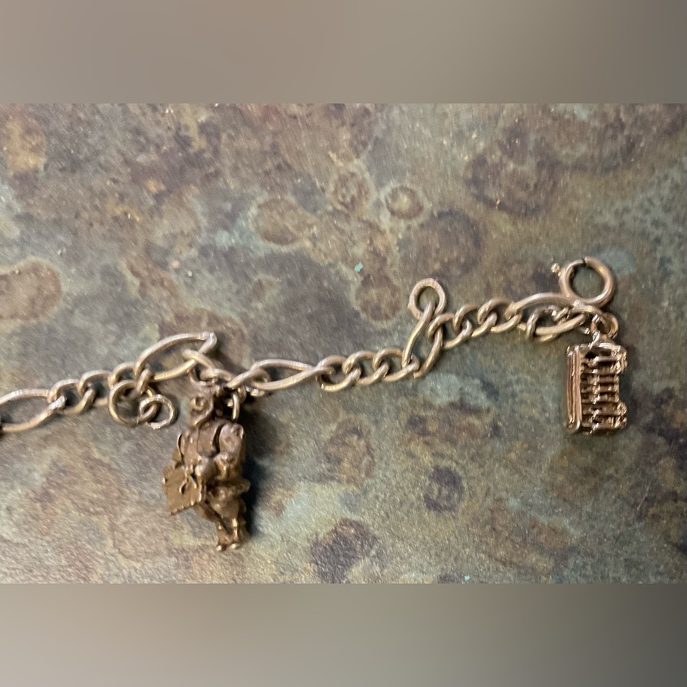 Sterling Silver Charm Bracelet with 6 Sterling Silver Charms - Picture 3 of 3